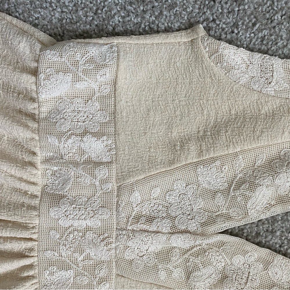 ZARA Textured Ivory Cream Lace Detail Romper Playsuit - Picture 6 of 13